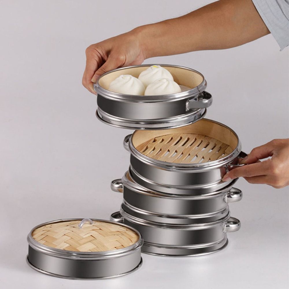 Bao Steamer Bamboo - Runde Dim Sum Kochen Werkzeug Edelstahl